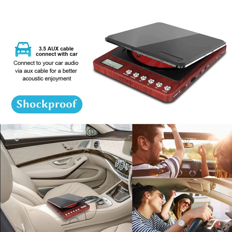 MONODEAL Portable CD Player with Headphones, Monodeal CW605 Compact Design CD Player with LCD Disply, Anti-Skip Personal Player for Car, RechargeablePlayer for Music Audiobook Listening - Image 5